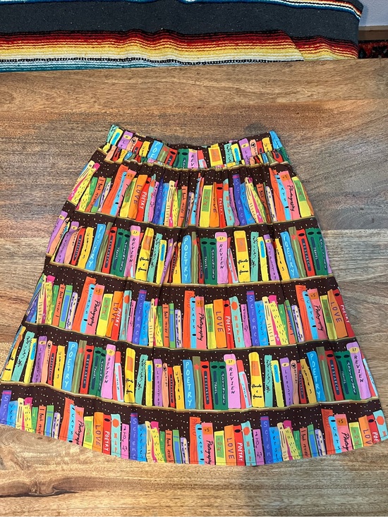 Modcloth Dresses & Skirts - Modcloth Multicolor Bookprint A-Line Skirt with Brown Shelves